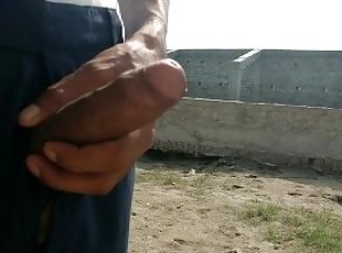 Indian big cock handjob in public places and cumshot