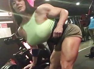 She Hulk with huge tits in gym exercise.