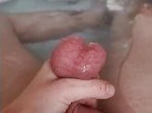 Young fit stud strokes fat cock from soft to hard with HUGE cumshot